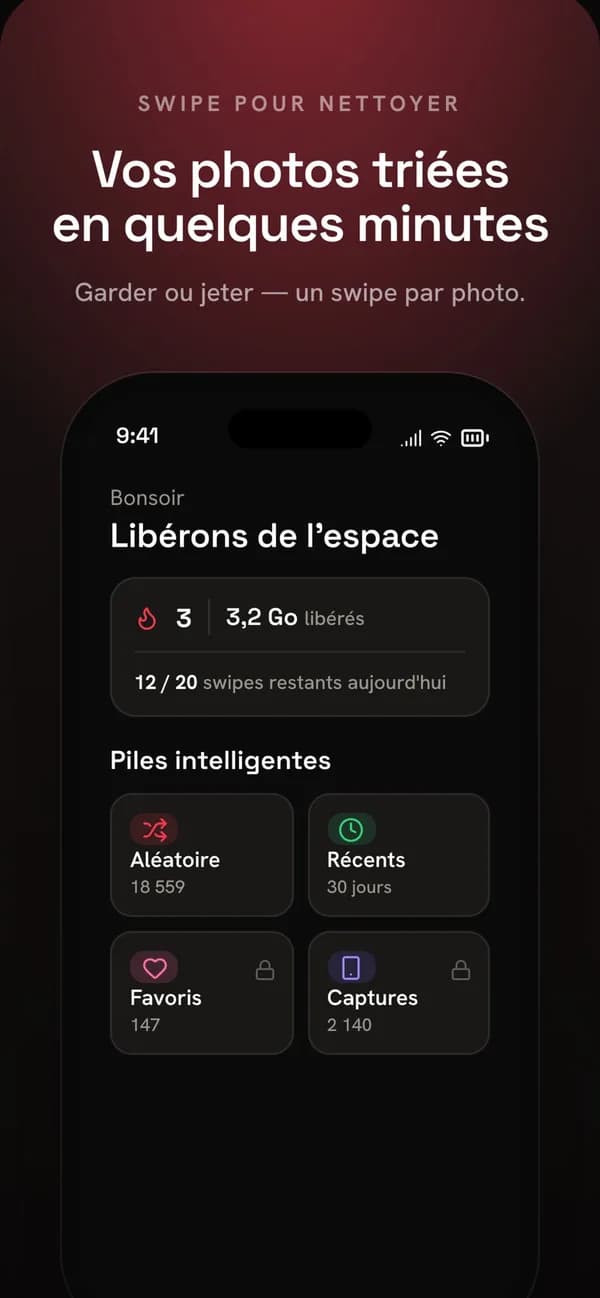 Swipix — trier sa galerie photo iOS d'un simple swipe — écran 1